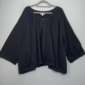 Woman Within Plus Size 5X Black Cardigan Sweater Shrug Dark Romantic Basic Goth